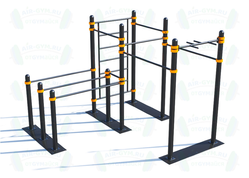 Мобильный спортивный комплекс  с лестницей, турниками и брусьями СВС-105
