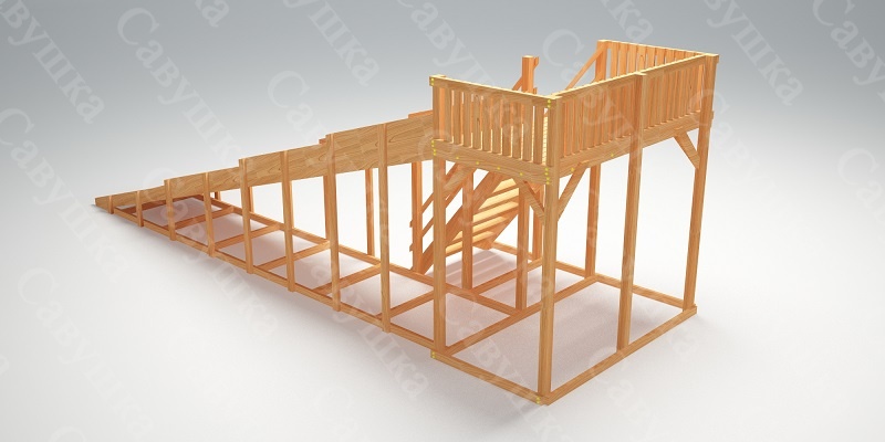 Зимняя деревянная игровая горка Савушка "Зима wood" - 6