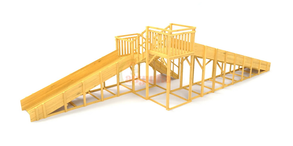 Зимняя горка Савушка ЗИМА WOOD-7/1 (скаты 5 и 8 м, разносторонний)