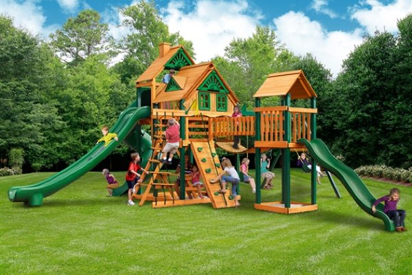 Детская деревянная игровая площадка ГОРЕЦ 3 с двухуровневым фортом