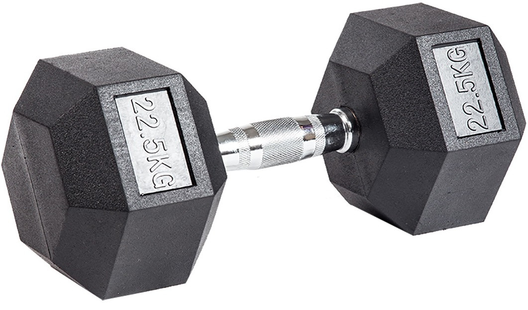 Гантель гексагональная обрезиненная 22,5 кг