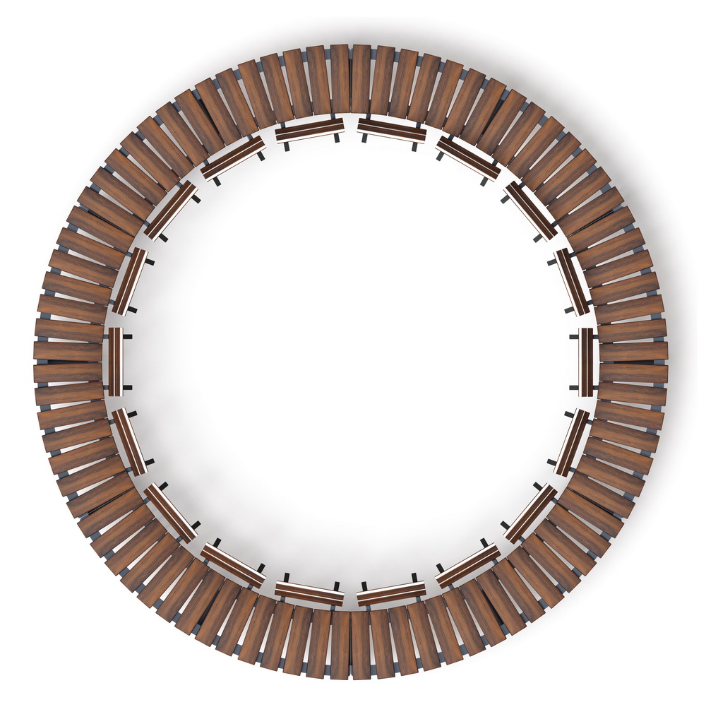 Модульная скамья радиальная (темный дуб) МФ 42.01.27
