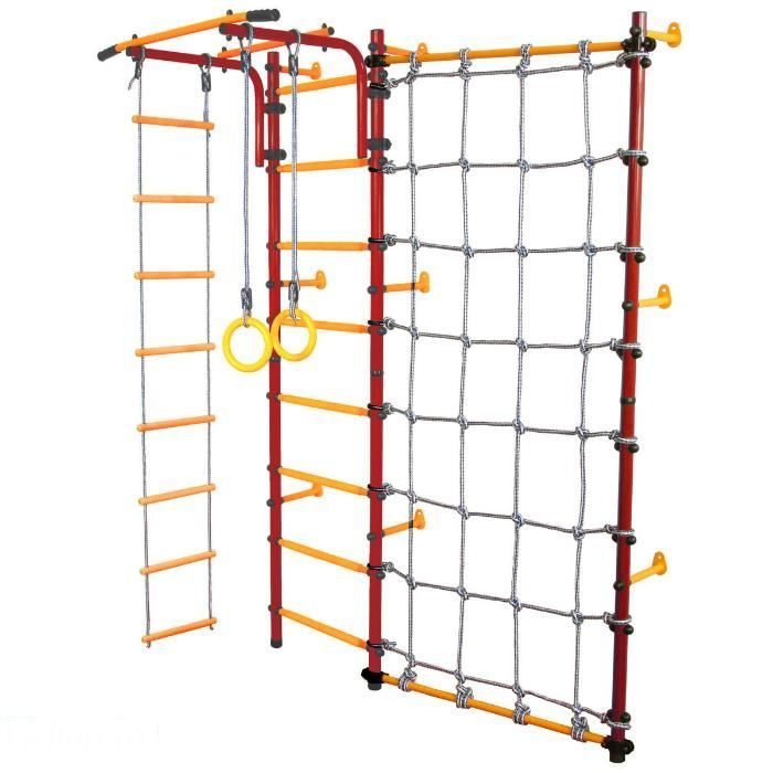 Стойка-сетка Юный АТЛЕТ пристенная красно/жёлтый