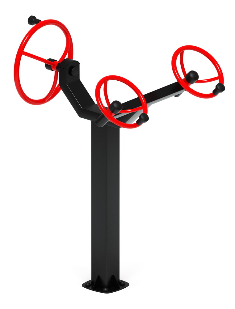 Тренажер уличный РУЛИ (3 руля положение стоя) красный СТ 103-11