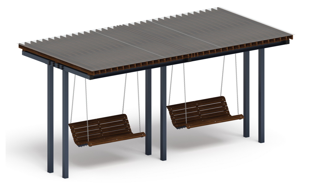 Пергола Тент с качелями (прямая) МФ 78.04.02 /с поликарбонатом/