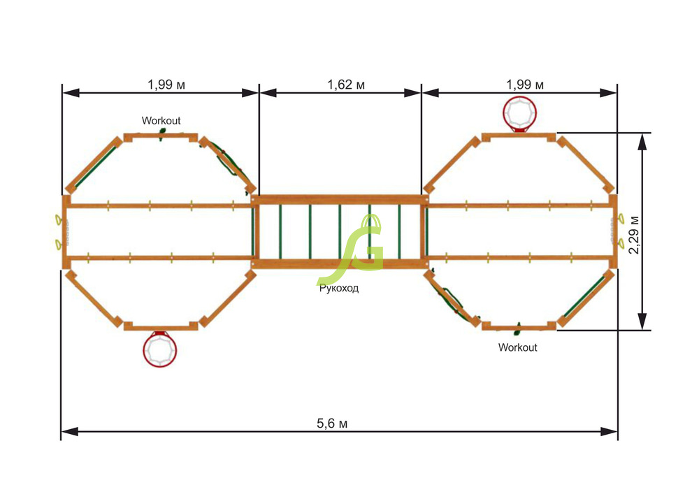 Детский спортивный комплекс WorkOut Double