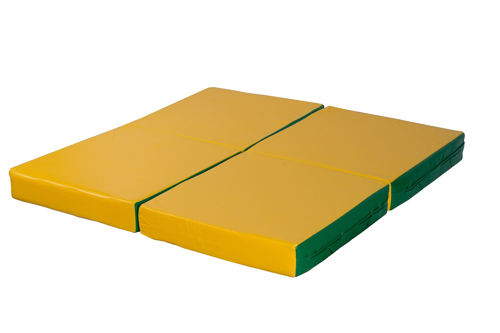 Мат № 11 (100 х 100 х 10) складной 4 сложения зелёно/жёлтый