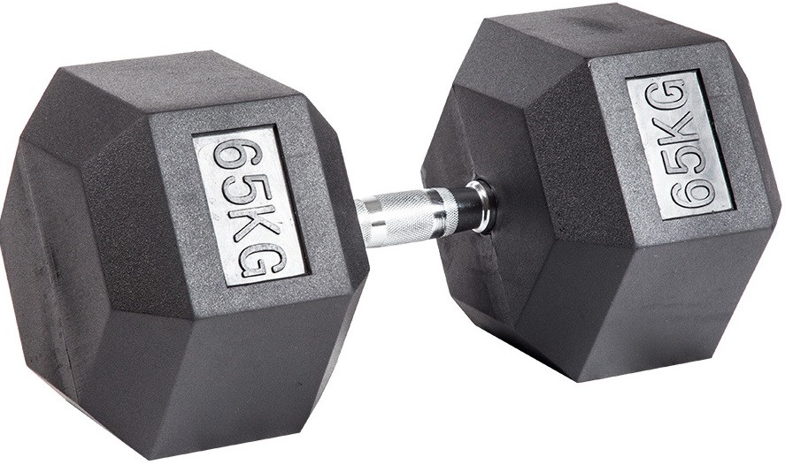 Гантель гексагональная обрезиненная 65 кг