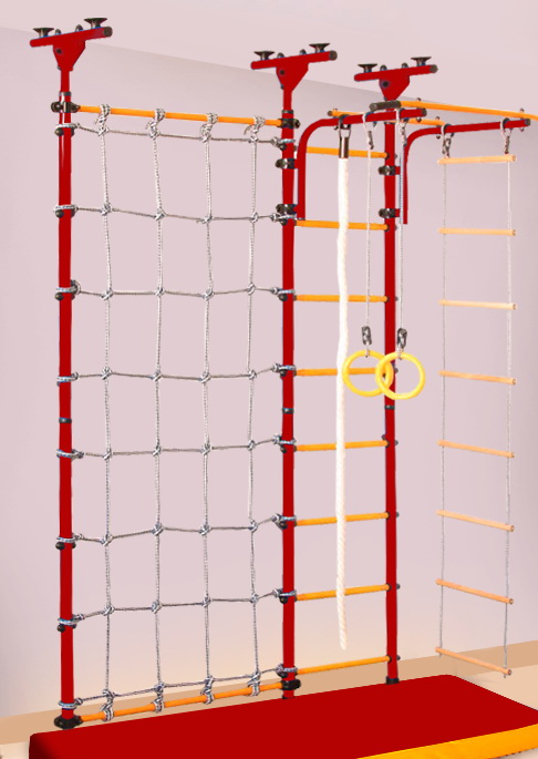 Стойка-сетка Юный АТЛЕТ Пол-потолок красно/жёлтый