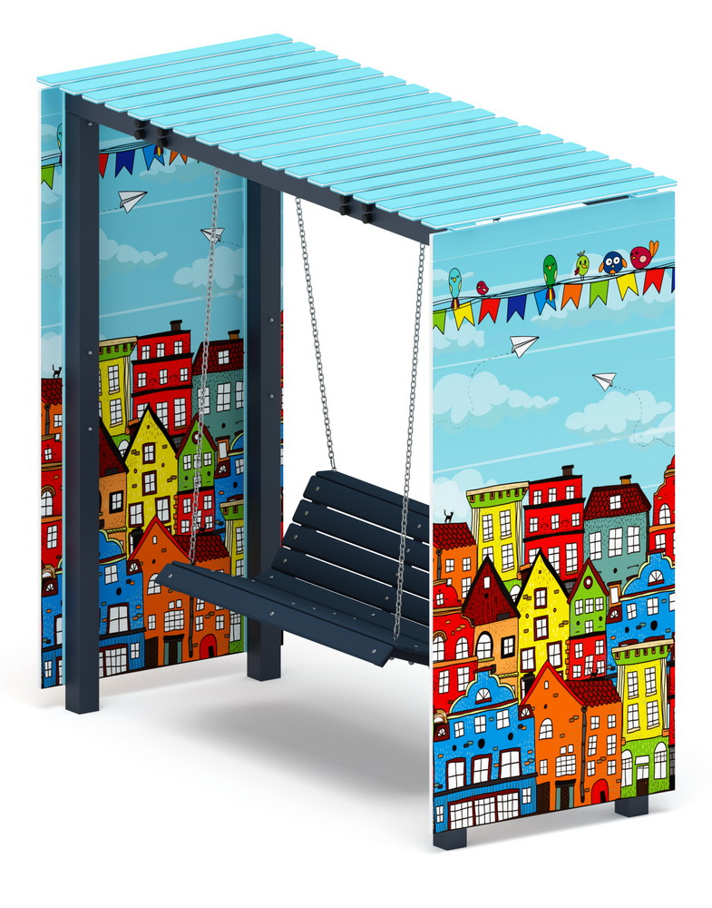 Пергола с качелями (Город) МФ 78.06.01-05 /без поликарбоната/