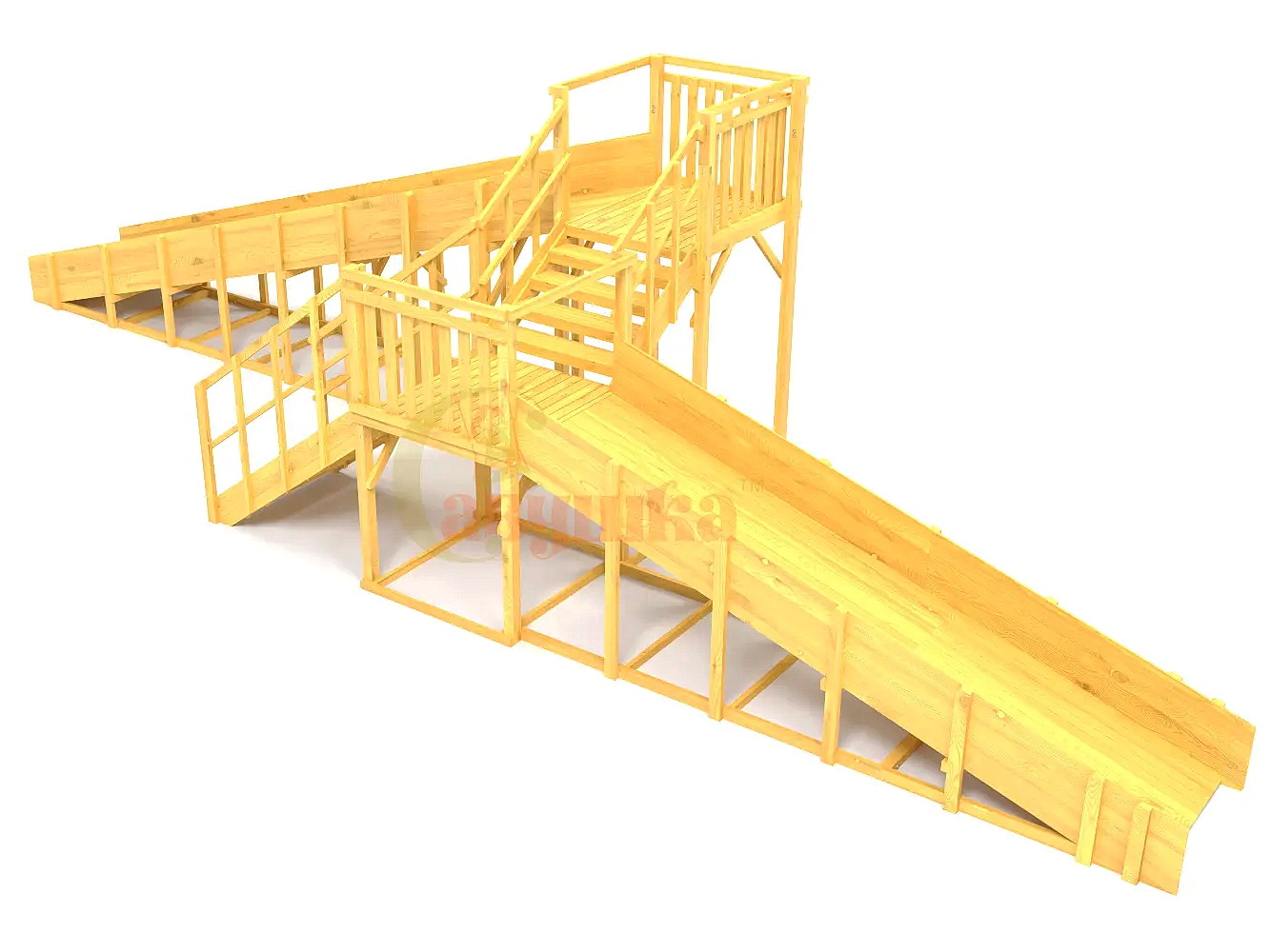 Зимняя горка Савушка ЗИМА WOOD-7/1 (скаты 5 и 8 м, разносторонний)