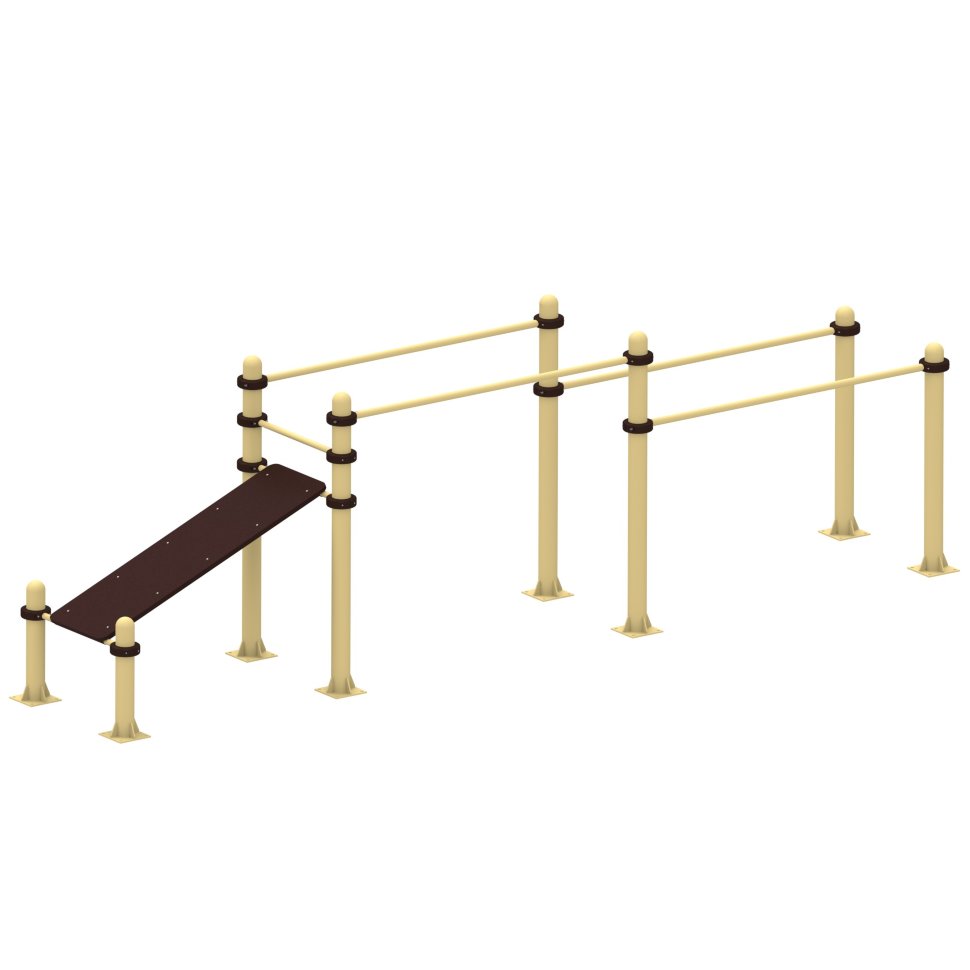 Спортивные уличные брусья+скамья для пресса Air-Gym YSK52