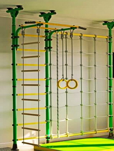 Стойка-сетка Юный АТЛЕТ Пол-потолок зелёно/жёлтый