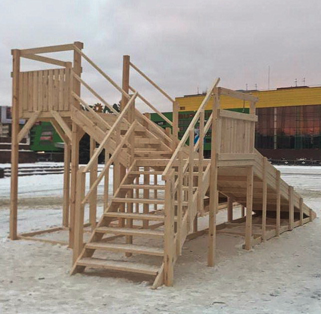 Зимняя горка ЗИМА WOOD-7 Савушка (скаты 5 и 8 м)