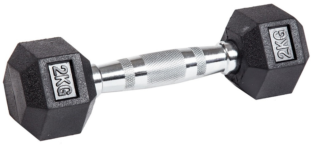 Гантель гексагональная обрезиненная 2 кг