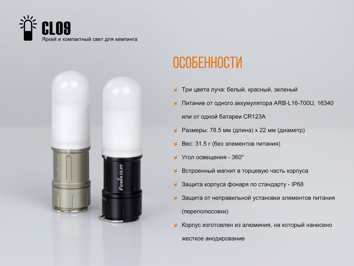 Фонарь Fenix CL09, черный