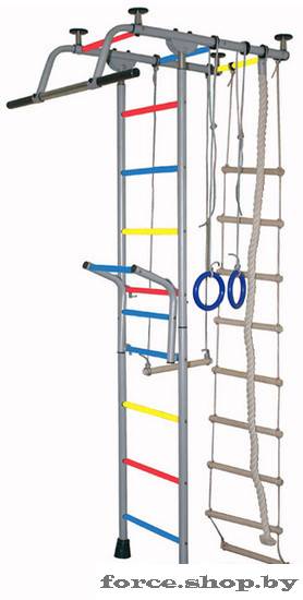 Спортивный комплекс Крепыш Т-образный с навесным турником (Синий/ПВХ/Только желтые)