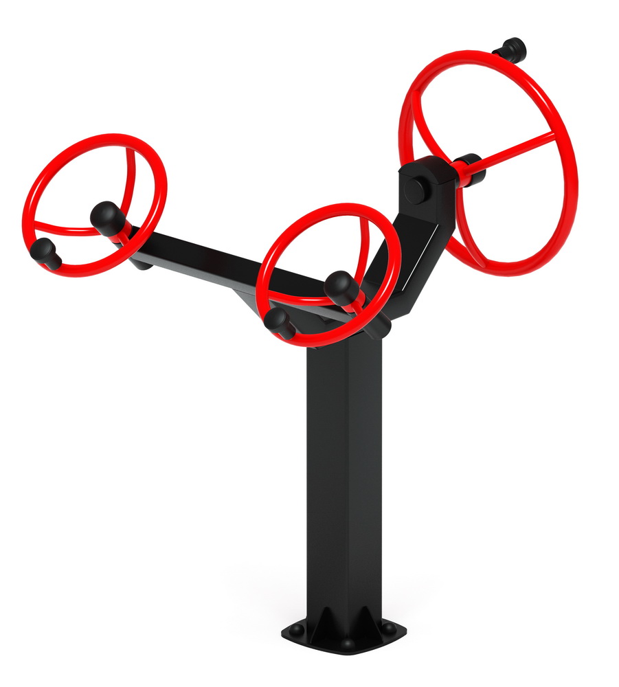 Тренажер уличный РУЛИ (3 руля положение сидя) красный СТ 104-11