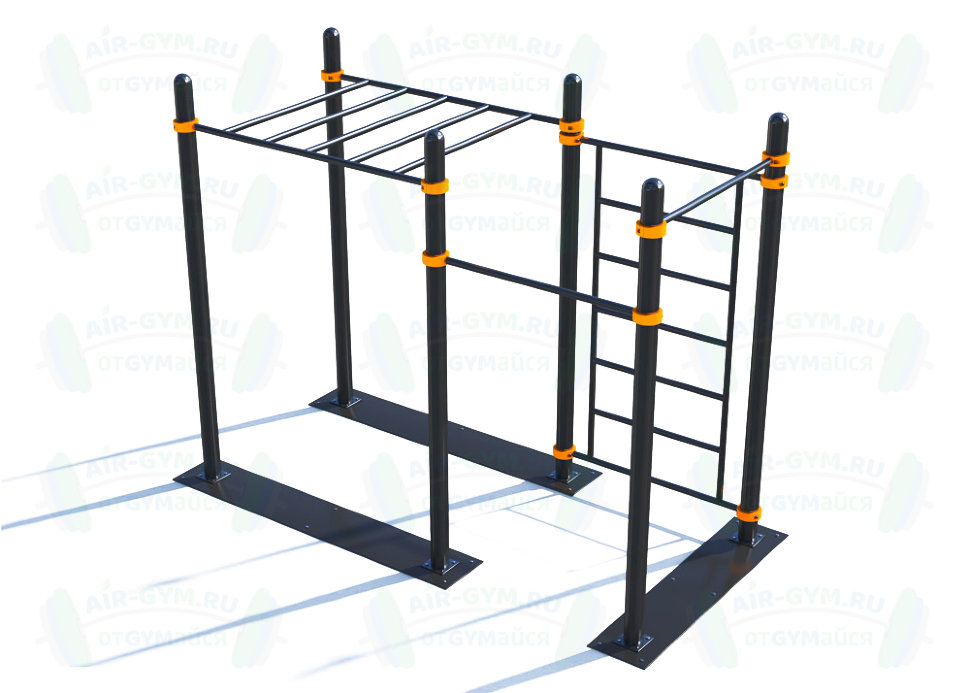 Мобильный спортивный комплекс с лестницей, двумя турниками и рукоходом СВС-102