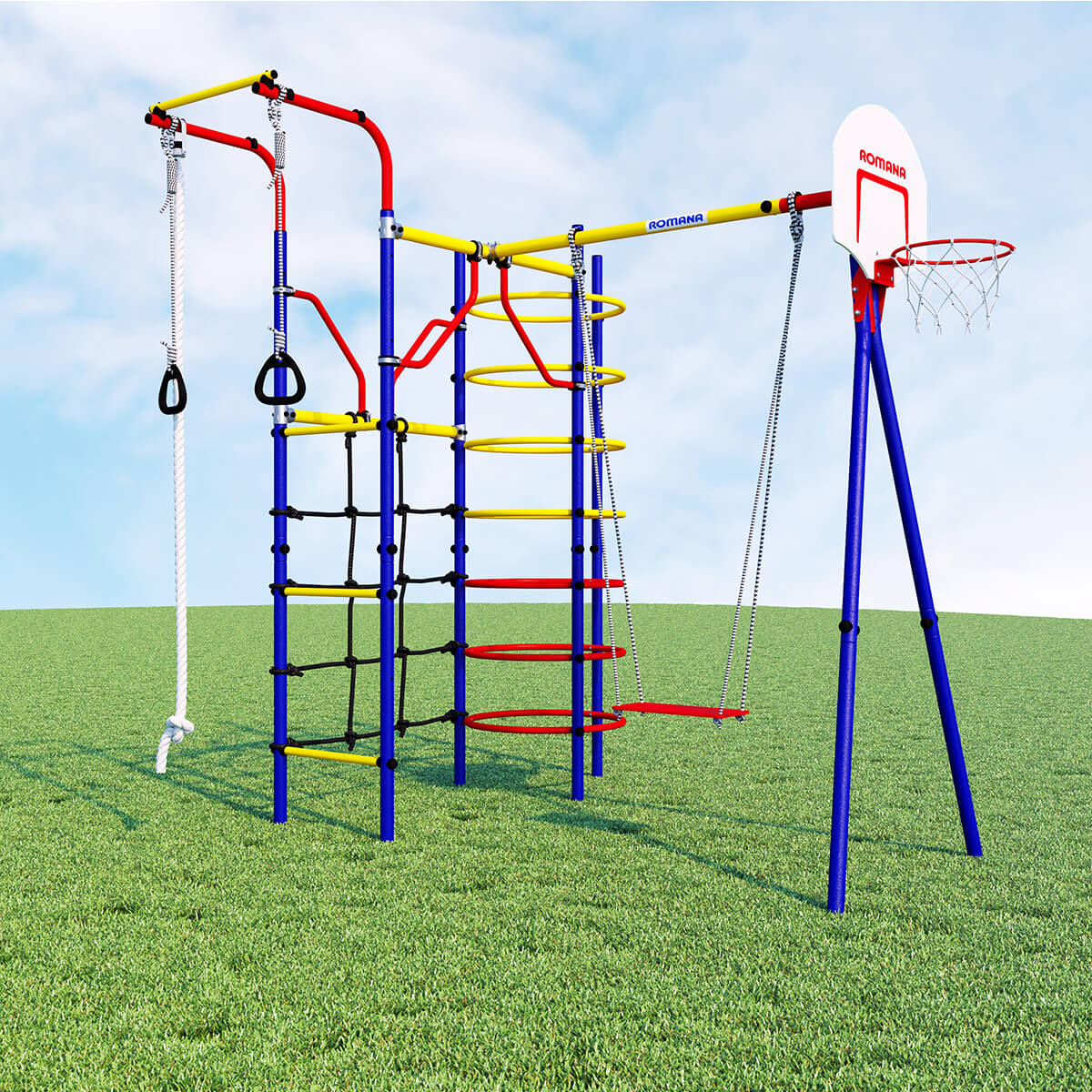 Детский спортивный комплекс для дачи Romana КОСМОДРОМ, фанерные качели