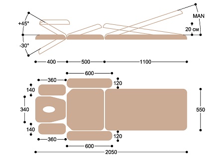 Массажный стол с электроприводом Heliox F1E3