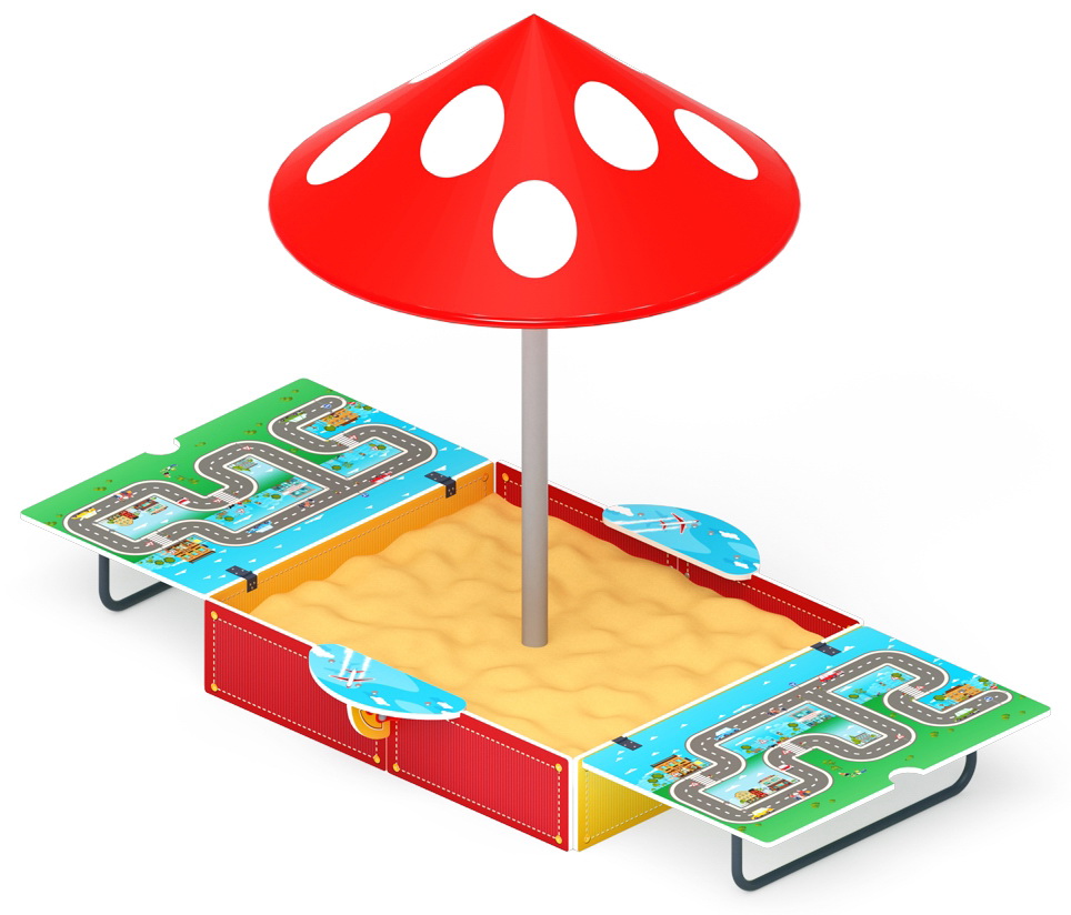 Песочница ИГРА с крышкой и грибком (крупная) ИО 5.01.10-06