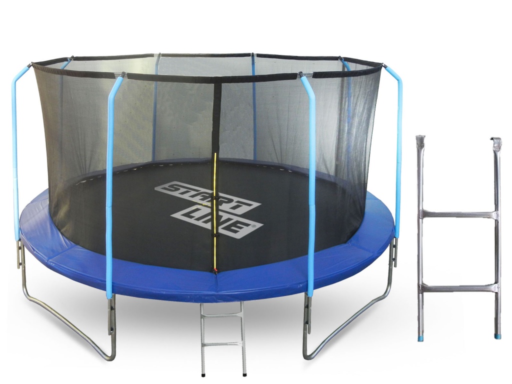 Батут START LINE 12 футов (366 см) с внутренней сеткой и лестницей