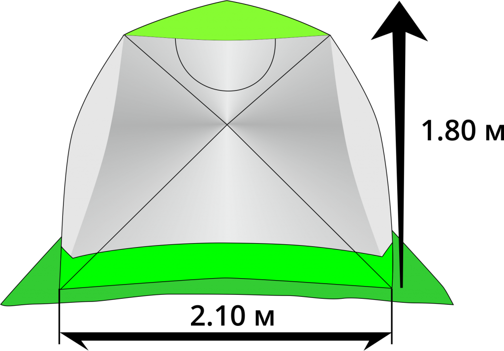 Зимняя палатка ЛОТОС Куб 3 Компакт Термо (утепленный тент; стеклокомпозитный каркас)
