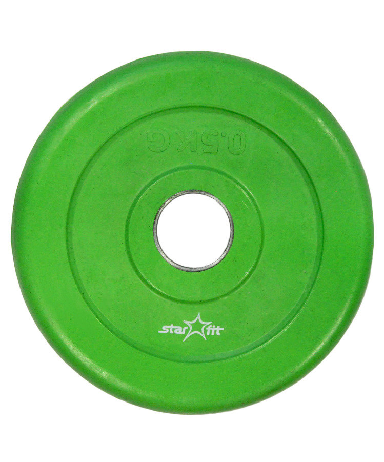 Диск обрезиненный STARFIT BB-201  0,5 кг, d=26 мм, стальная втулка, зеленый 1/40