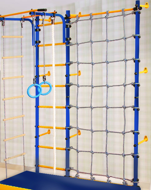 Стойка-сетка Юный АТЛЕТ пристенная сине/жёлтый