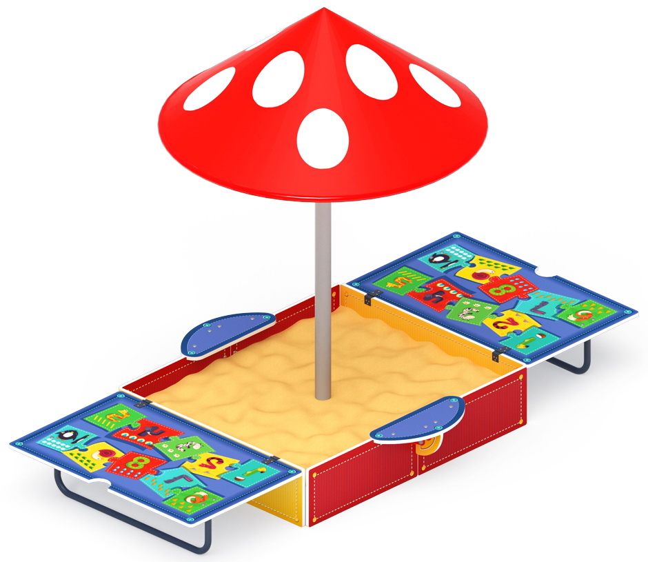 Песочница АРИФМЕТИКА с крышкой и грибком (крупная) ИО 5.01.10-07