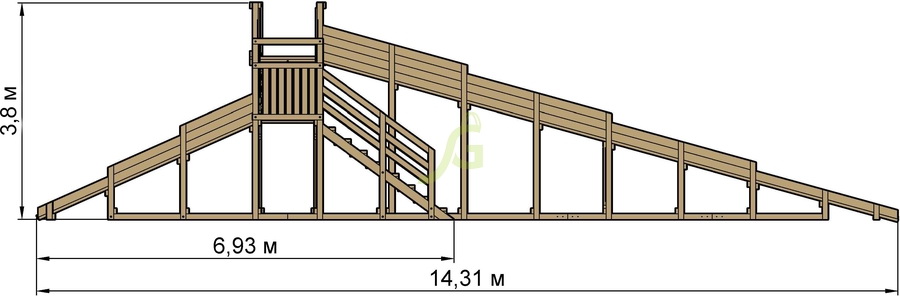 Зимняя горка IgraGrad Snow Fox, 4 ската, без окраски