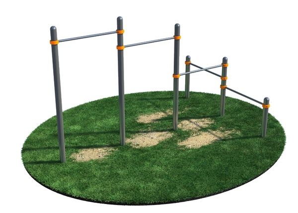 Тройной каскад турников с перекладинами для отжиманий СВС-61