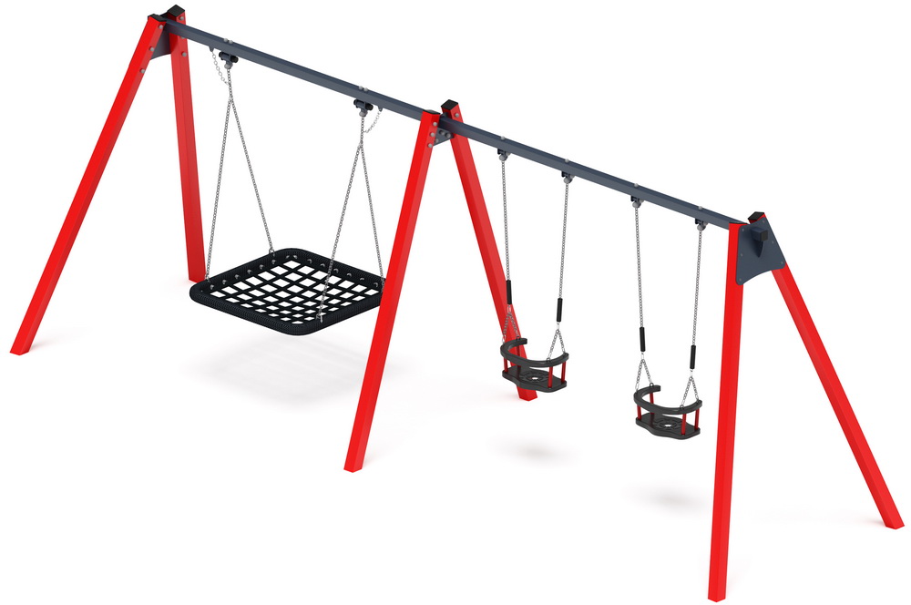 Качели М3 тройные ИО 13.М.06.03.01.01-01.1 (красные)