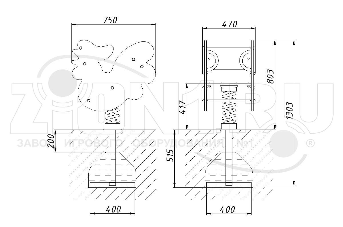 Качалка на пружине ZION Петушок У1 (КЧ068)