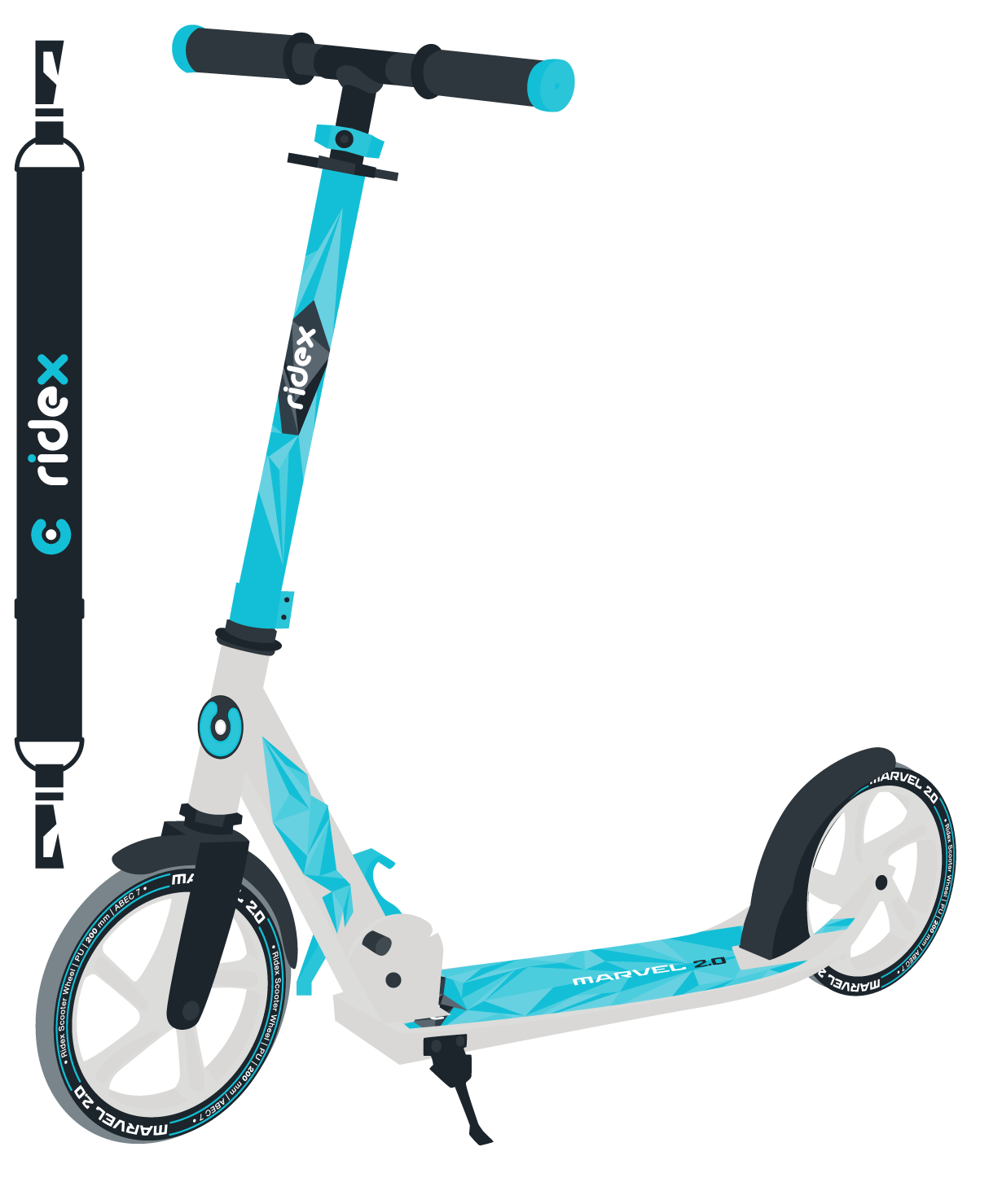 Самокат 2-колесный Marvel 2.0 200 мм, белый/мятный