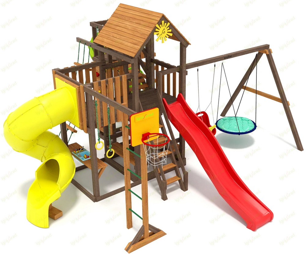 Детская площадка IgraGrad Панда Фани с балконом (две трубы)