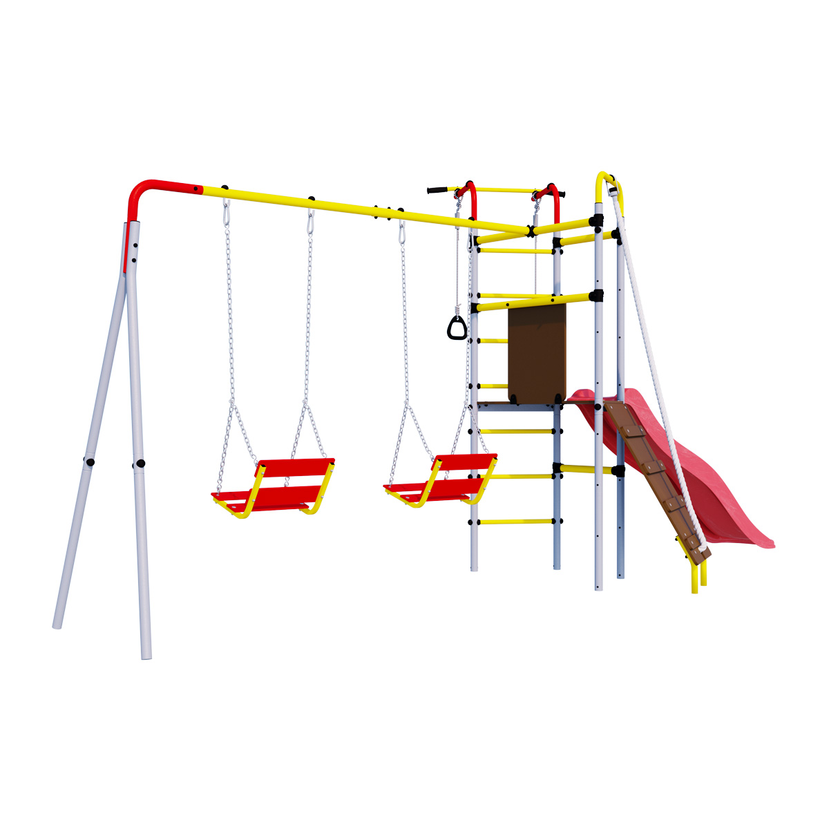 Детский спортивный комплекс для дачи Romana R.103.09.04 + 1.D-26.02 + 1.D-26.02 Островок Плюс (цепные качели)