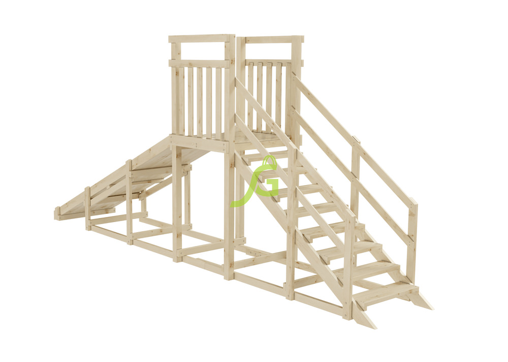 Зимняя деревянная горка, скат 4 метра