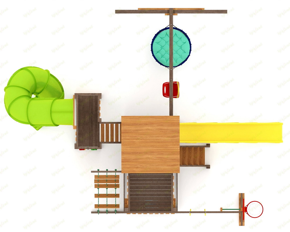 Детская площадка IgraGrad Панда Фани с балконом мод.1 и трубой 2.1м