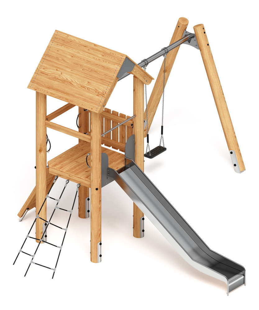 Игровой комплекс с качелями (Лиственница) H-1400 ДИК 2.24.03-01.Л