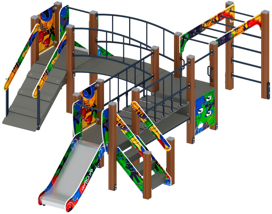 КАРАПУЗ (Граффити) детский игровой комплекс ДИК 1.001.08-03 (Н=750)