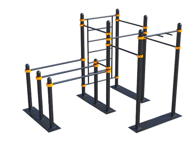 Мобильный спортивный комплекс  с лестницей, турниками и брусьями СВС-105, 89 мм, серый, серый