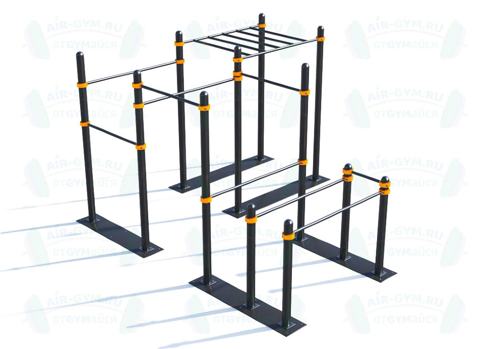 Мобильный спортивный комплекс  с лестницей, турниками и брусьями СВС-105