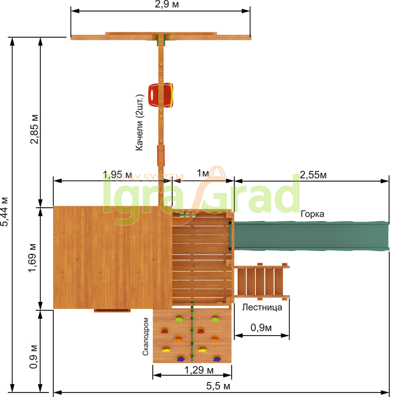 Детская деревянная площадка IgraGrad Домик 2 Совёнок