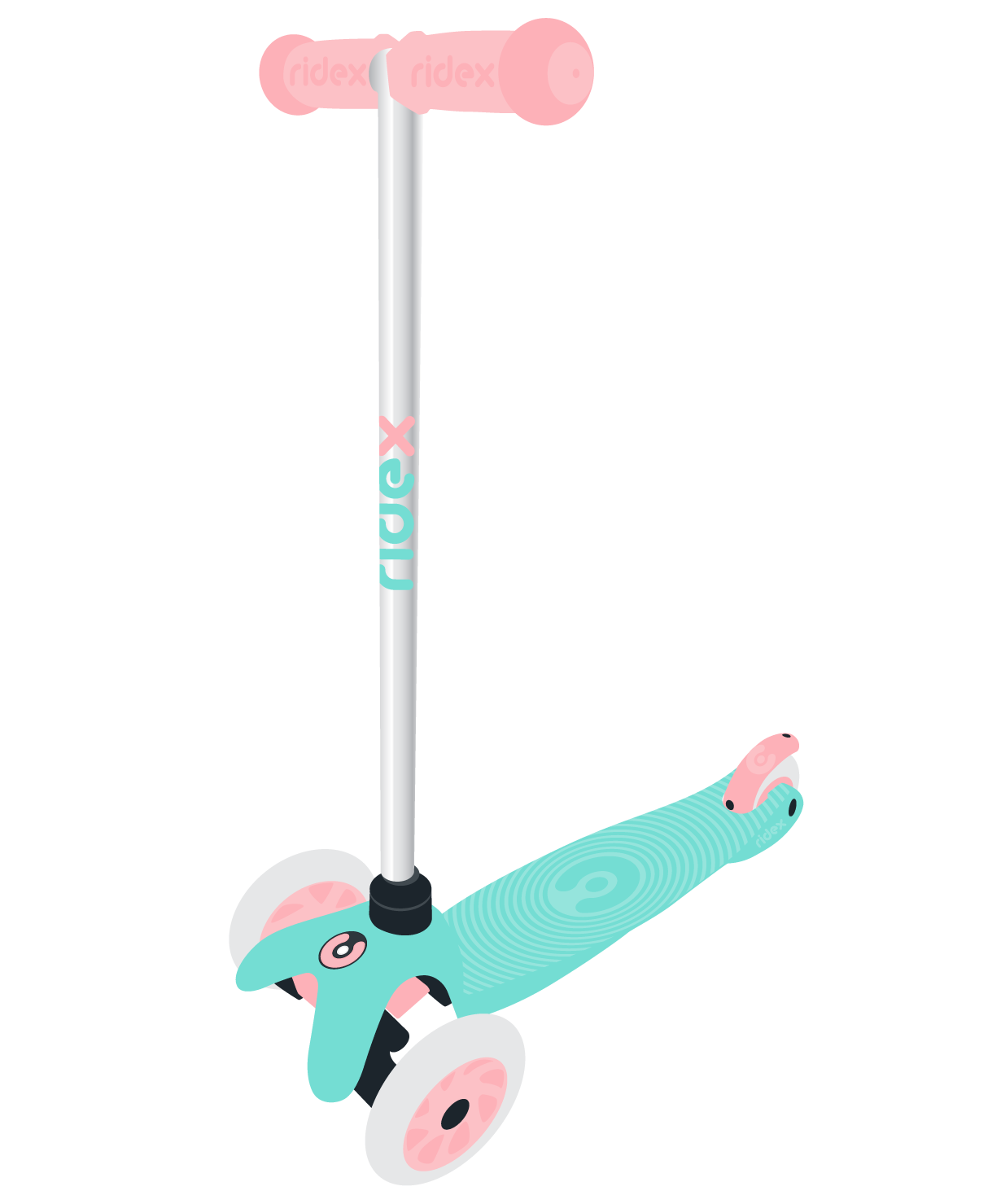 Самокат 3-колесный Zippy 2.0 3D 120/80 мм, мятный