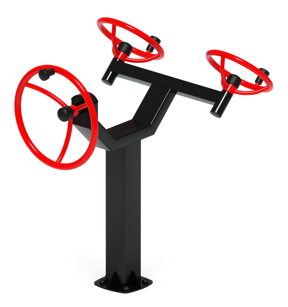 Тренажер уличный РУЛИ (3 руля положение сидя) красный СТ 104-11