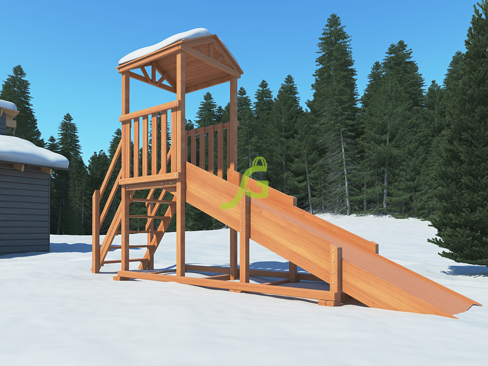 Зимняя деревянная заливная горка "Зимняя Панда Фани" 4 метра