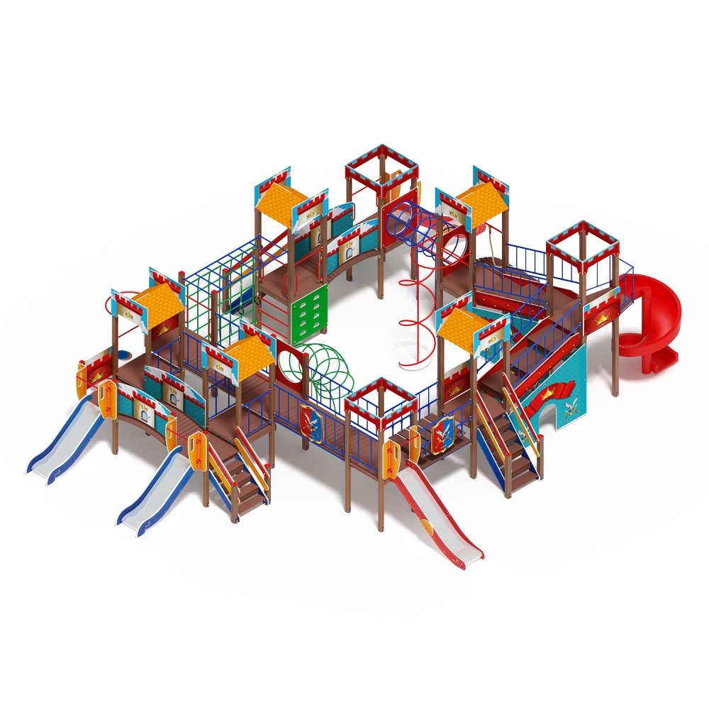 ЗАМОК детский игровой комплекс ДИК 2.18.12-01 винтовой скат (H=2000 H=1200 H=900)