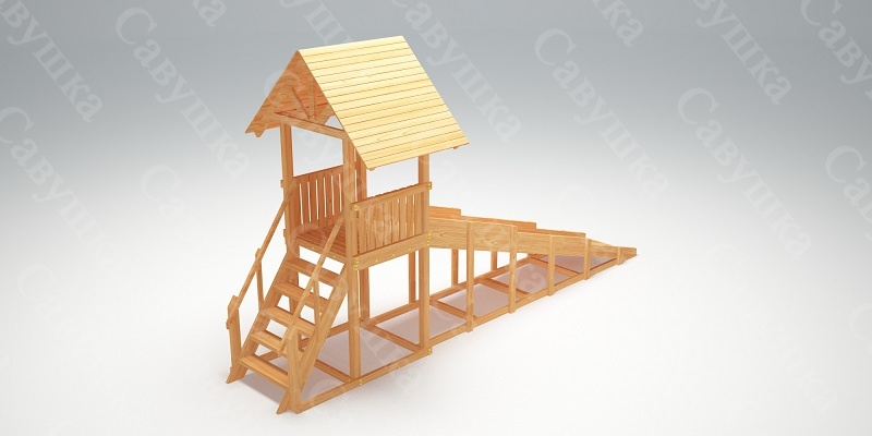 Зимняя деревянная игровая горка Савушка "Зима wood" - 5